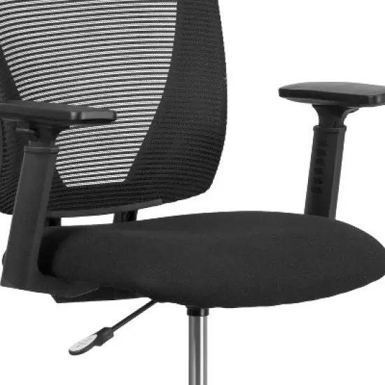 Flash Furniture Ergonomic Mid-Back Mesh Drafting Chair with Black Fabric Seat, Adjustable Foot Ring and Adjustable Arms image {5}