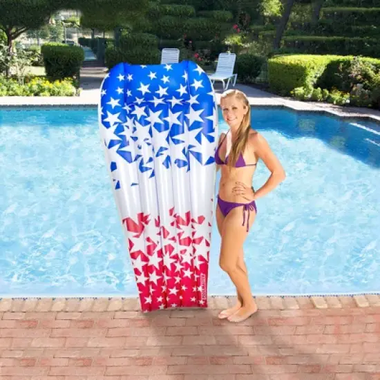 Swim Central 74" Inflatable Patriotic Stars Suntanner Pool Float Mattress image {2}