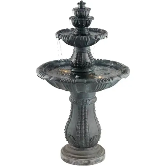 John Timberland Hampton Rustic 4 Tier Cascading Outdoor Floor Water Fountain with LED Light 56 3/4" for Yard Garden Patio Deck Porch Exterior Balcony image {5}