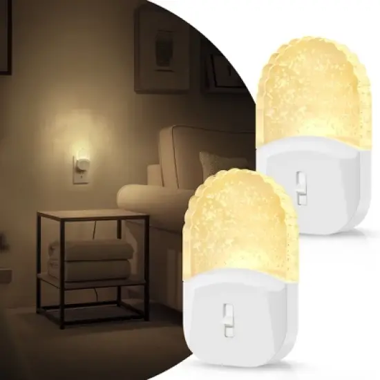 DORESshop Bubble LED Plug-in Night Light, Dimmable 3000K Soft White, Dusk to Dawn Sensor, 2-Pack for Bedroom and Hallway image {7}