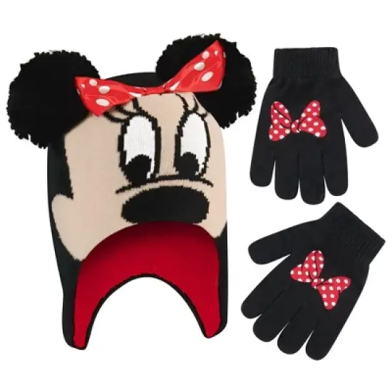 Minnie Mouse Winter Hat and Mittens/Gloves Set, Kids Ages 2-7 image {2}