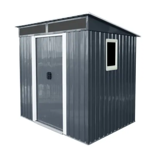 APRILSOUL77.00"Outdoor Metal Storage Shed with Window and Transparent plate for Garden image {8}