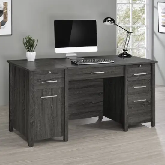 Dylan 4 Drawer Standing Office Desk with Cabinet - Coaster image {1}