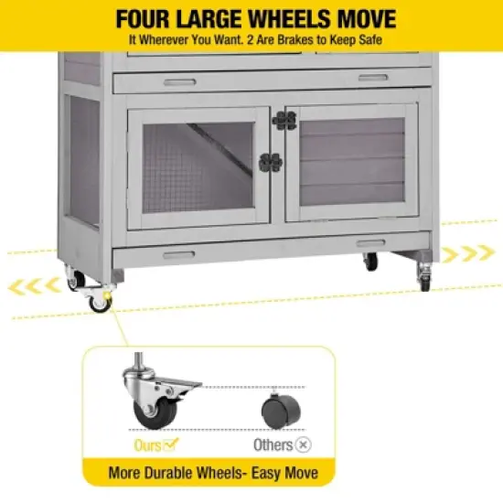 Aivituvin Outdoor Indoor Bunny Hutch With Wheels | Two Story Rabbit House-AIR77 image {3}