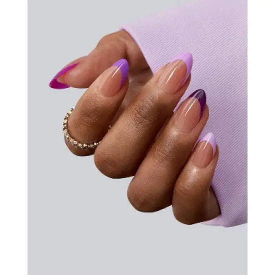 BTArtboxnails XCOATTIP&reg; Press-On Nails - Purple Pastel French - Short Almond -160ct image {7}