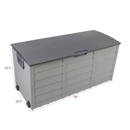 DSVIMOY 75gal Lockable Outdoor Garden Plastic Storage Deck Box for Tools Cushions Toys, Grey, 44"*19.3"*21.3" image {2}