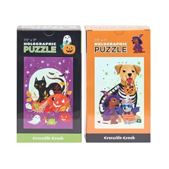 Crocodile Creek Holographic 2 for 1 Puzzle Spooky Pets image {1}