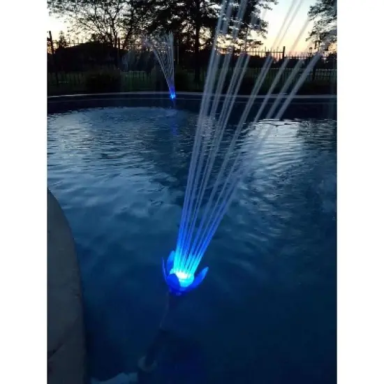 Magic Pool Fountain Water Powered Swimming Pool Fountain w/ Multicolor Bulb (2 Pack) and Comfy Floats Sun Bed Water Lounger Pool Float w/ Pillow, Blue image {4}