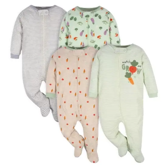 Gerber Baby Long Sleeve Sleep 'N Plays - 4-Pack image {9}