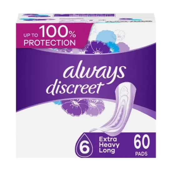 Always Discreet Incontinence and Postpartum Incontinence Pads for Women - Extra Heavy Absorbency - Long Length image {12}