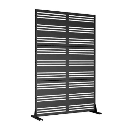 47-inches W x 72-inches H Black Galvanized Sheet Screen Outdoor and lndoor Divider for Balcony Patio Garden Room Divider (Shutter-B) image {1}