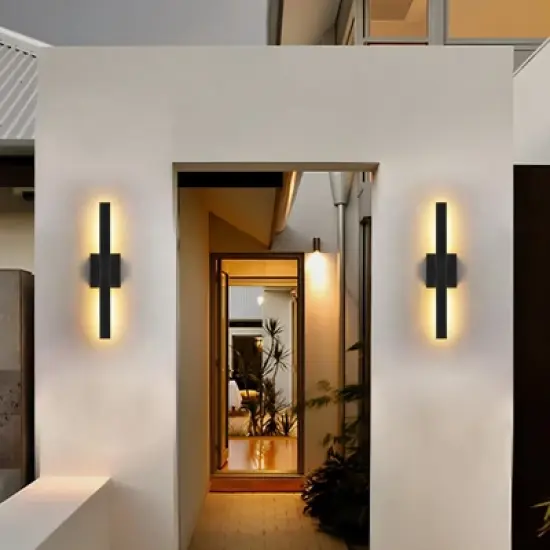 Rennnsan Sovrinth 17"H Hardwired Rectangle Aluminum Modern LED Dimmable Outdoor Wall Sconce in Black image {6}