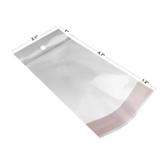 UOFFICE Pack of 1,000 Clear Resealable Cellophane Bags 3.1" x 5.9" with Hanging Header image {12}