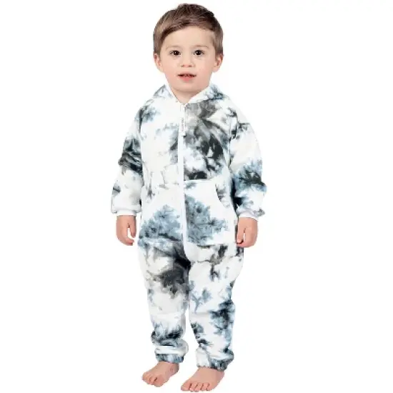 Joggies - TieDye Black Infant Footless Hoodie Onesie image {2}