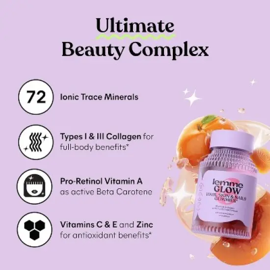 Lemme Glow Collagen Hair Skin & Nails Gummies - 60ct image {2}