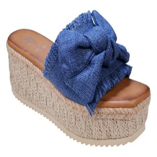 GC Shoes Trina Bow-Tied Espadrille Slide Platform Sandals image {6}