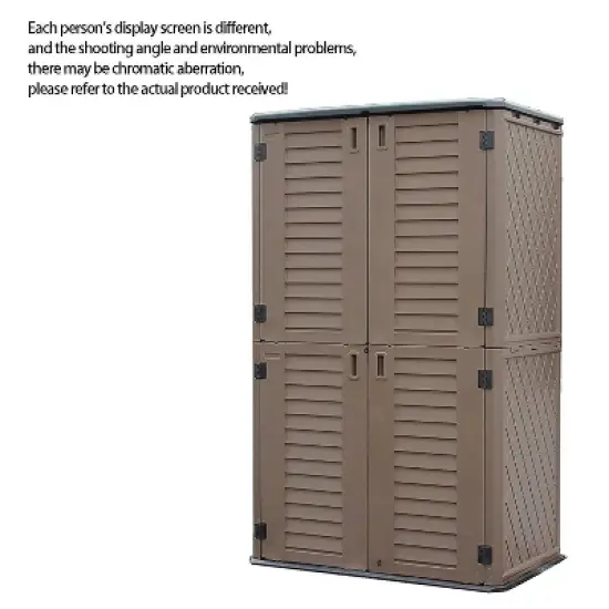 WELLFOR 380 gal Vertical Cabinet Deck Box Brown image {2}