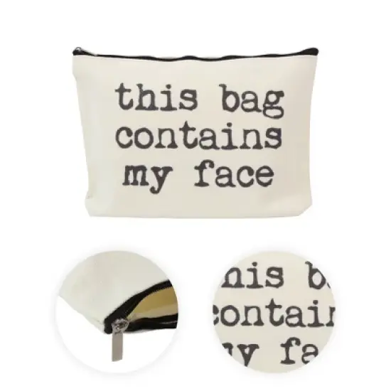 Unique Bargains Durable Letter Slogan Print Makeup Bag Beige 1 Pc image {2}