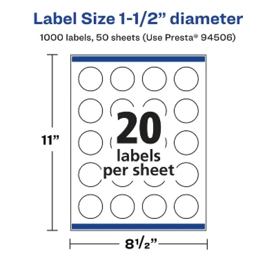 Avery Matte White Round Labels, 1.5" diameter image {4}