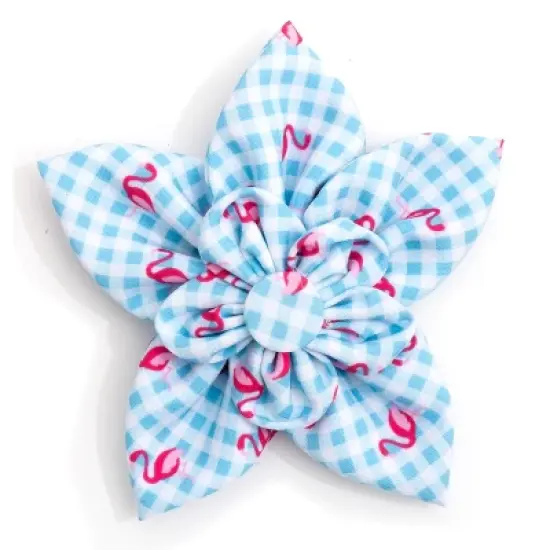 The Worthy Dog Gingham Flamingos Flower Accessory image {3}