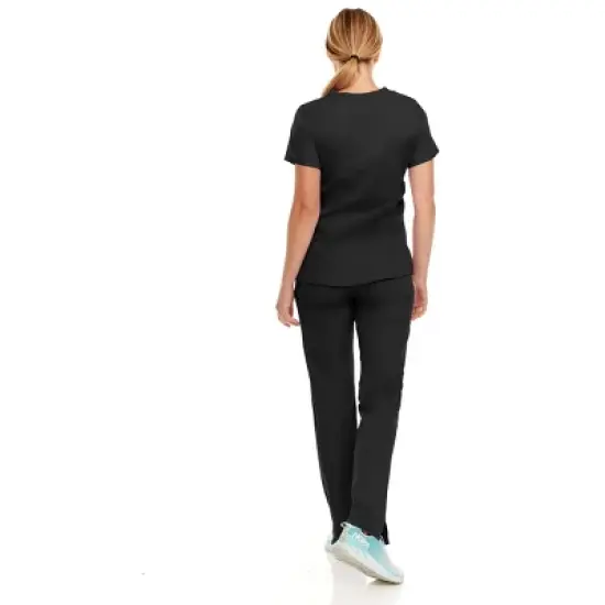 MediChic Women's V-Neck Scrub Set Straight Leg Six Pocket Cargo Scrub Pants with 4-Way Stretch Scrubs Sets image {1}