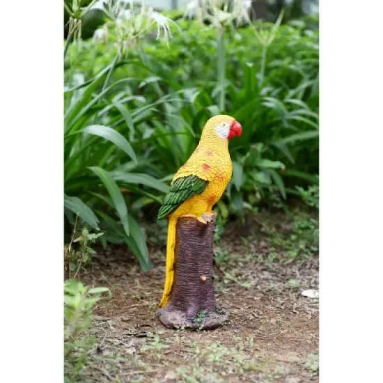 Techko Maid Parrot Yellow Solar Outdoor Garden Statue Decor with Spotlight image {7}