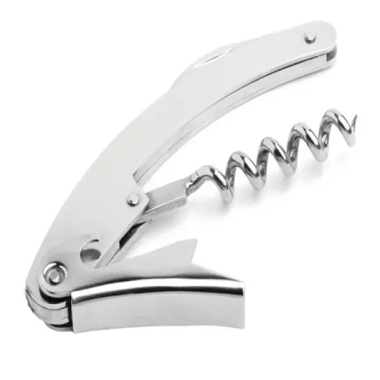True Curve Waiters Corkscrew Wine Opener with Sharp Foil Cutter, Stainless Steel with Ergonomic Handle, Perfect for Home Bar, Kitchen, Set of 1,Silver image {5}