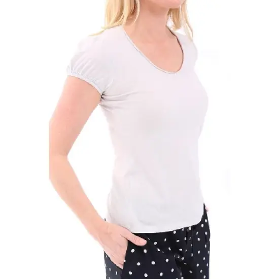 ADR Women's 100% Cotton Pajamas, Short Knit Top Woven Bottom Pj Set image {2}