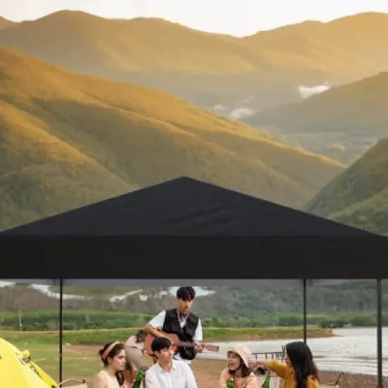 10x10 Pop Up Canopy Tent with 4Pcs Sidewalls, Portable Instant Canopy with 4 Stakes, 4 Ropes, 4 Sandbags for Patio, Outdoor, Camping image {4}