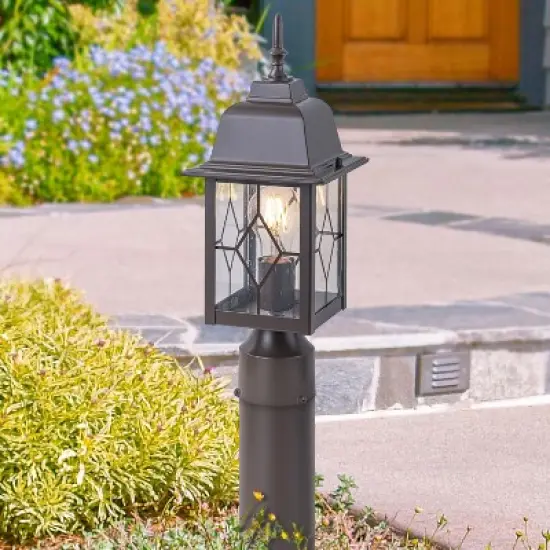 C Cattleya 16in Oil-Rubbed Bronze Outdoor Post Light with Seeded Glass for Walkway, Backyard or Garden image {1}