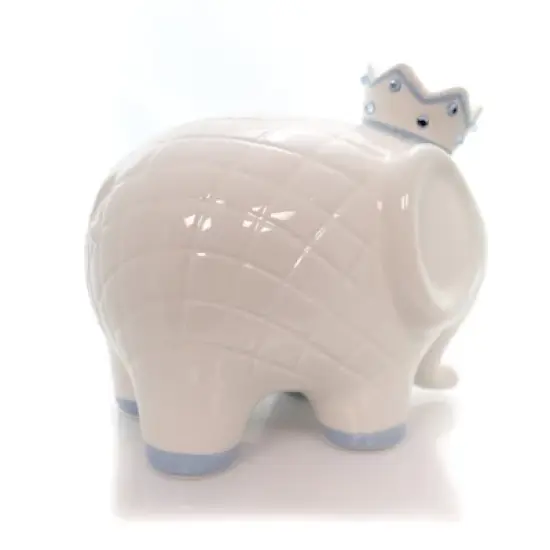 Bank White/Blue Coco Elephant Bank  -  One Bank 7.75 Inches -  Baby Hand Painted  -  3781Bl  -  Ceramic  -  Off-White image {3}