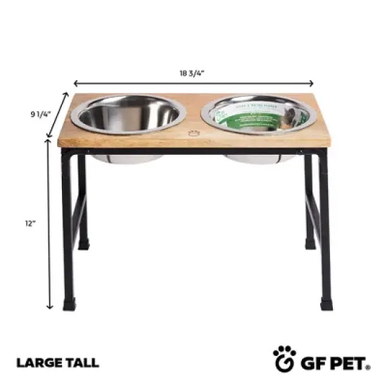GF PET Mango Wood & Metal Double Feeder image {12}