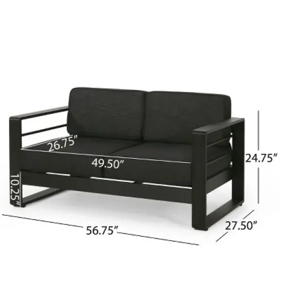 Christopher Knight Home Maya Bay Outdoor Aluminum 4 Seater Chat Set with Fire Pit image {2}