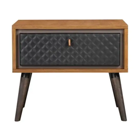 Coco Single Drawer Nightstand Rustic Oak/Brown - Armen Living image {1}