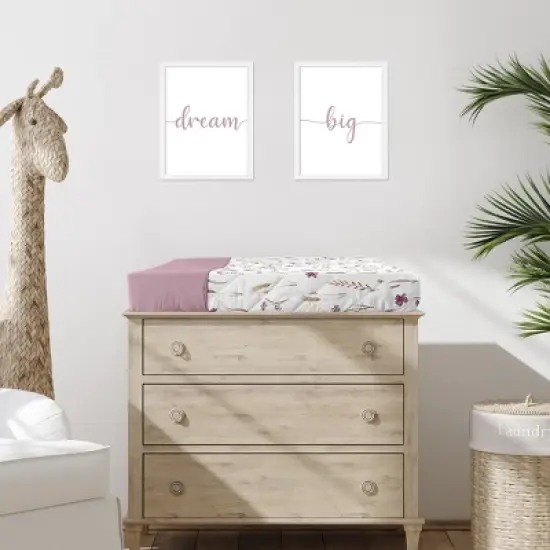 Sweet Jojo Designs Girl Changing Pad Cover Watercolor Floral Garden Purple and Taupe image {1}