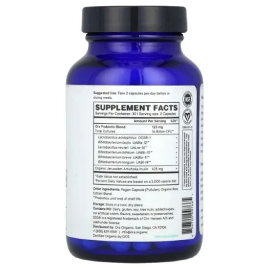 Ora Trust Your Gut, Daily Essential Probiotic & Prebiotic, 16 Billion, 60 Capsules image {1}