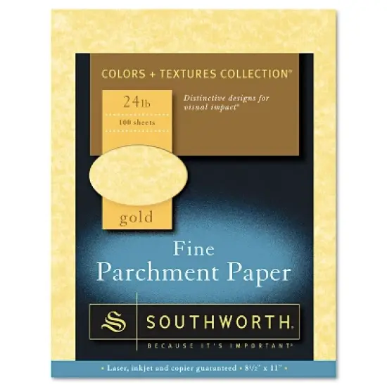 Southworth Parchment Specialty Paper, 24 lb Bond Weight, 8.5 x 11, Gold, 100/Pack image {1}