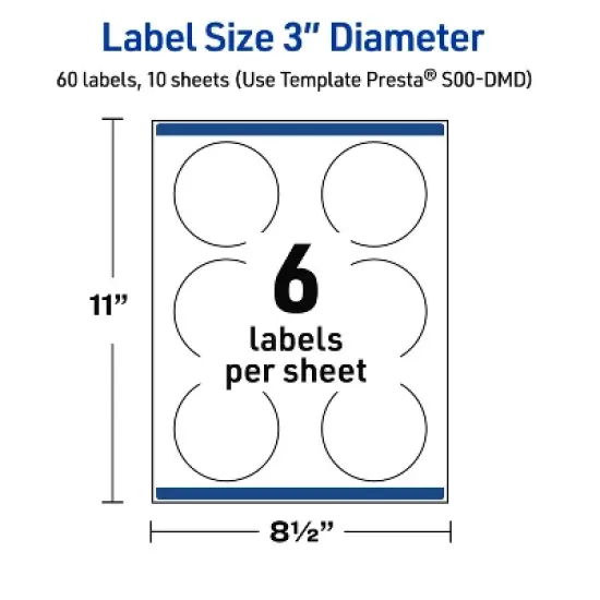 Avery 3" Diameter Labels, Gold Dots with Blue Border, 60 ct image {4}