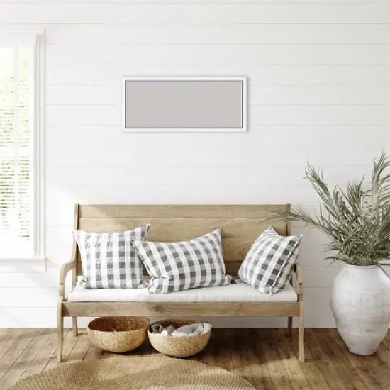 32"x14" Morgan Wood Frame Gray Cork Board White/Blue - Amanti Art image {4}