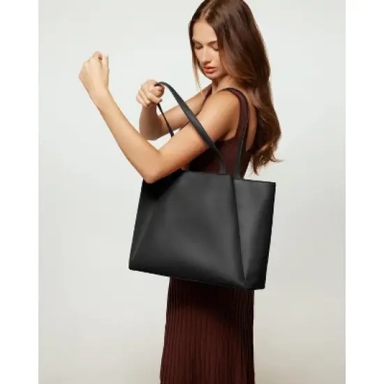 Laptop Tote Bag for Women 15 Inch - Large Work Bags with Zip Compartments - PU Leather image {1}