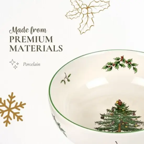 Spode Christmas Tree Individual Fruit Bowl - 7 Inch Porcelain Oatmeal, Salad, Soup, Cereal, Breakfast, Dessert Bowl - Microwave & Dishwasher Safe image {3}