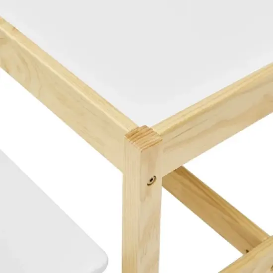 MUSEHOMEINC Solid Wood 3 In 1 Kids Toddlers Activity Play Arts and Crafts Table and Bench Chair Set with Whiteboard Surface for Playroom and School image {2}