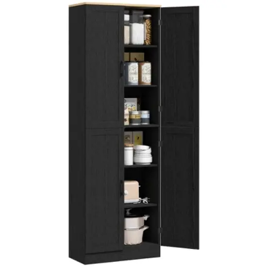 HOMCOM 67" Freestanding Kitchen Pantry, 4-Door Storage Cabinet Organizer with Adjustable Shelves and Doors image {7}