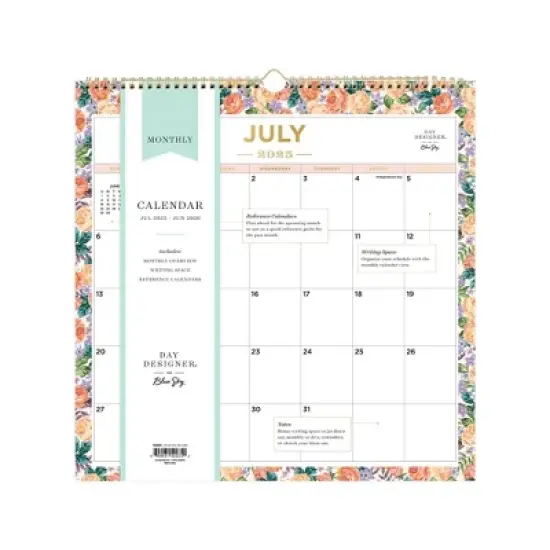 Day Designer 12"x12" 2025-2026 Wirebound Wall Calendar Smitten Multi image {2}