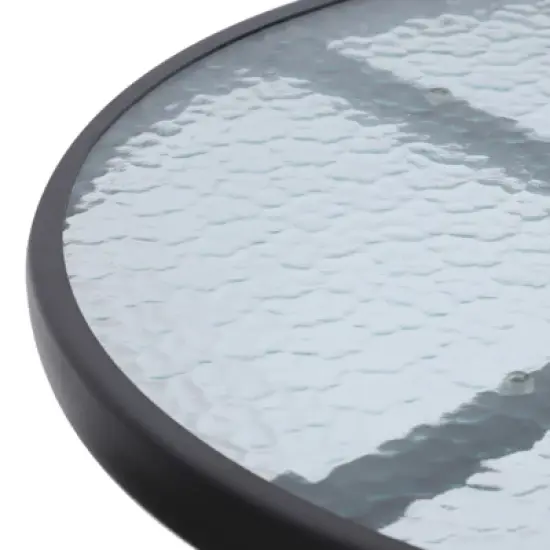 Outsunny 3 Piece Bar Height Outdoor Bistro Set for 2, Round Patio Pub Table 2 Bar Chairs with Comfortable Design & Durable Build, Black/Tan image {4}