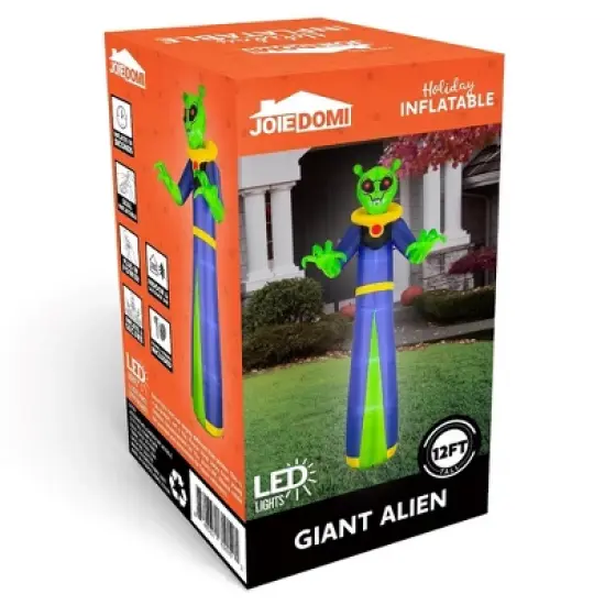 Joyfy 12 FT Giant Halloween Inflatable Outdoor Decoration, Alien Wizard Ghosts with LEDs for Halloween Indoor Outdoor Yard Lawn Garden Decoration image {6}