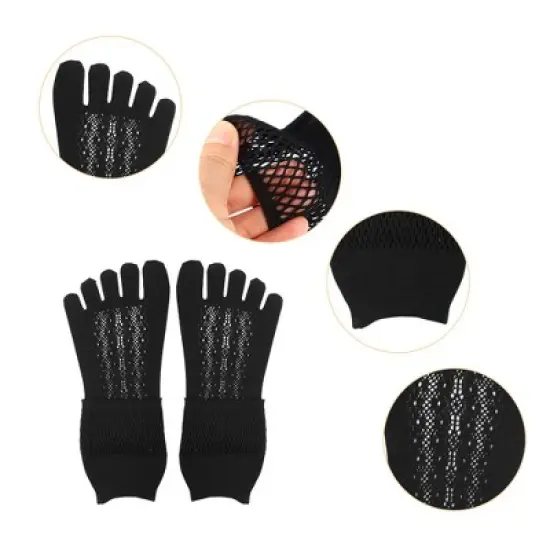 Unique Bargains Invisible Five Fingers Socks Hollow Out Breathable Soft Fashion No Show Socks for Women 3 Pairs image {2}