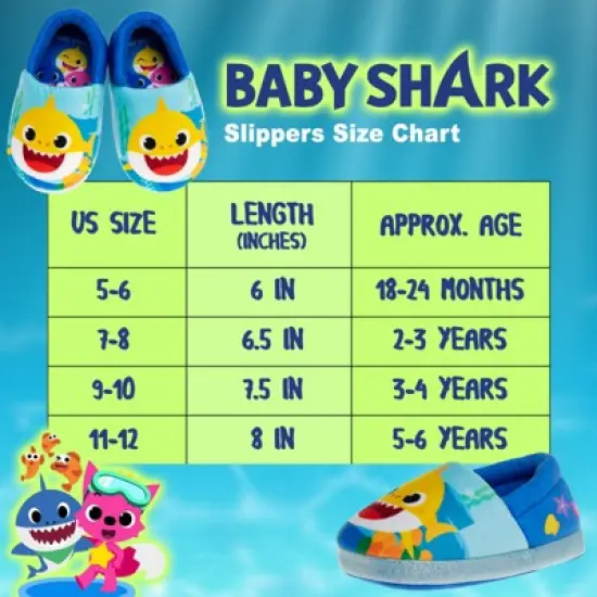 Baby Shark "Cool and Friendly" PJ Slippers for boys and girls | Warm Plush Dual Size Slippers (Toddler/Little Kid) image {7}