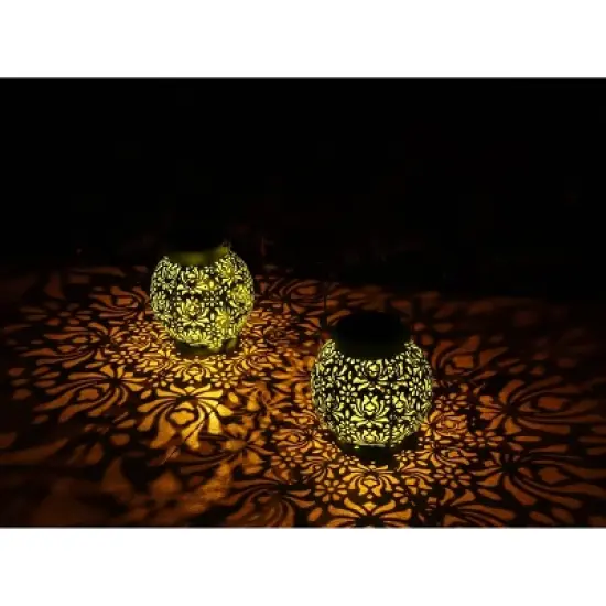2pk Round Decorative Outdoor Lanterns Green - Techko Maid image {7}