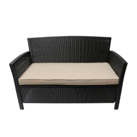 All-Weather Wicker Patio Loveseat with Cushions, 2-Seater Outdoor PE Rattan Sofa for Porch, Garden, or Balcony - The Pop Home image {4}